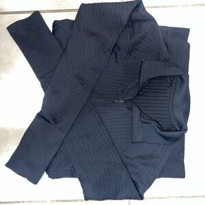 Athleta Black Ribbed Zip-Up Sweater